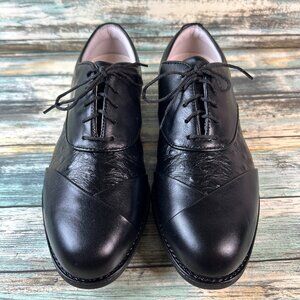 Footjoy Golf Shoes Womens 7.5 Black Leather Oxfords Lace Up Soft Spikes